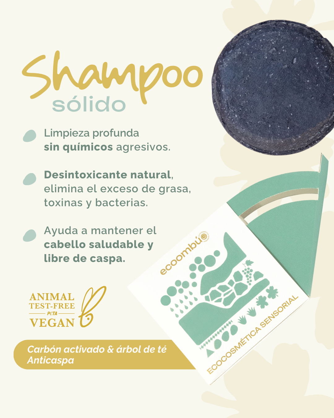 Shampoo sólido Carbón Activado 70 grs.