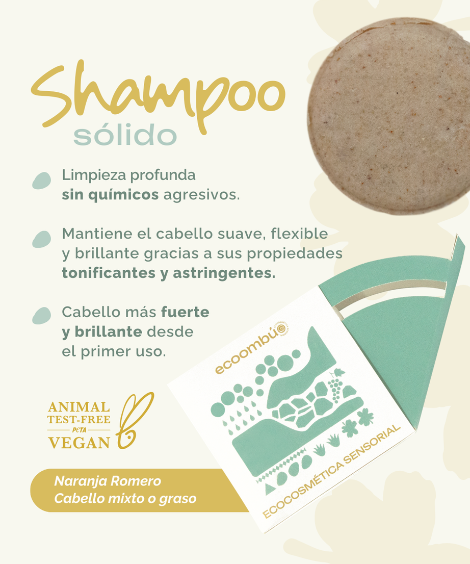 Shampoo sólido Naranja Romero. Cabello mixto a graso 70 gramos