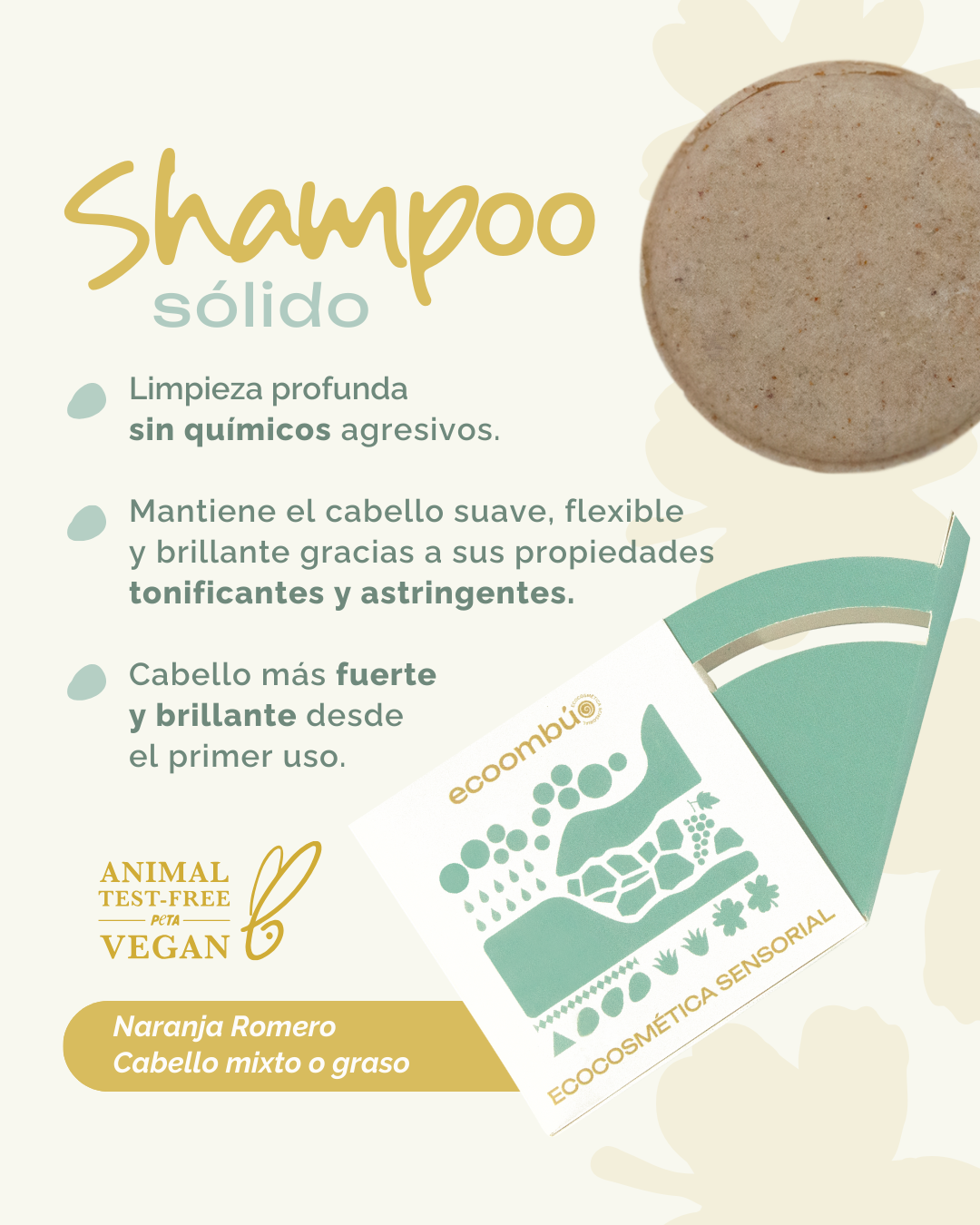 Shampoo sólido Naranja Romero. Cabello mixto a graso 70 gramos